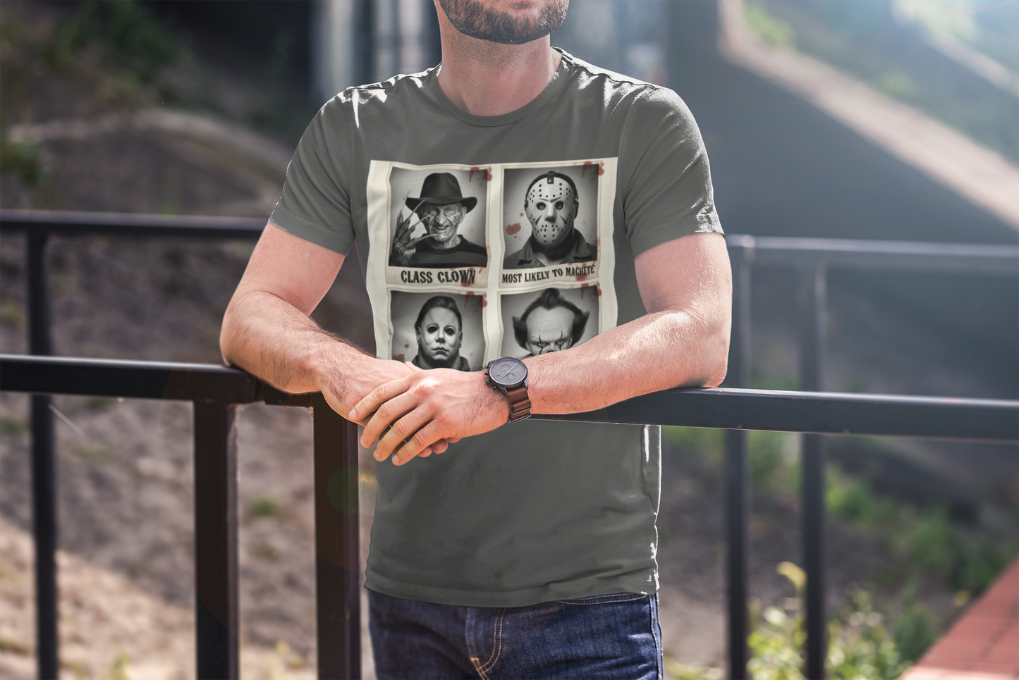 Horror Icons Yearbook Tee - Freddy, Jason, Michael and Pennywise