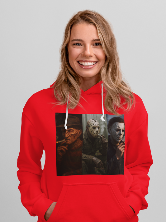 Horror Icons Smoking Hoodie – Freddy, Jason & Michael