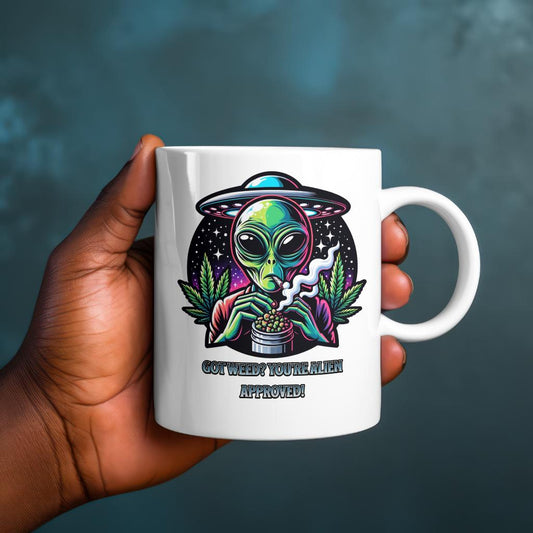 Alien Marijuana Mug | Funny Weed Smoker Coffee Cup