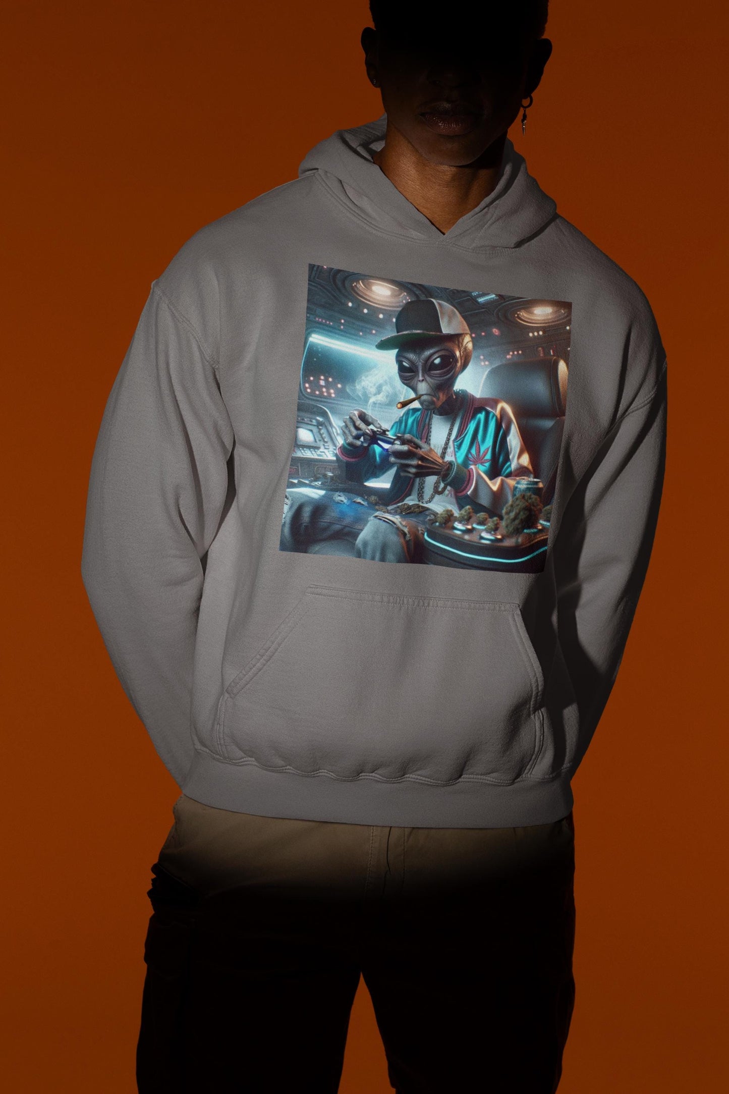 Alien Gamers Smoking Hoodie – Sci-Fi Stoner Streetwear Pullover