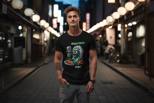 Microphone Check Zombie Shirt | Spooky Music Lovers Graphic Tee