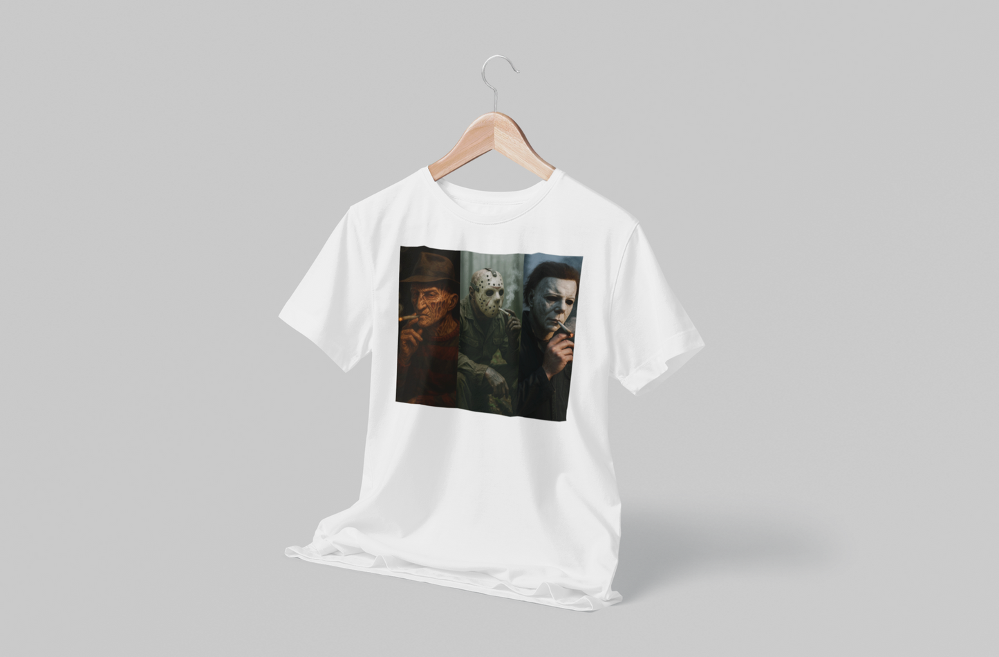 Horror Icons Smoking T-Shirt – Freddy Jason Michael 420 Tee