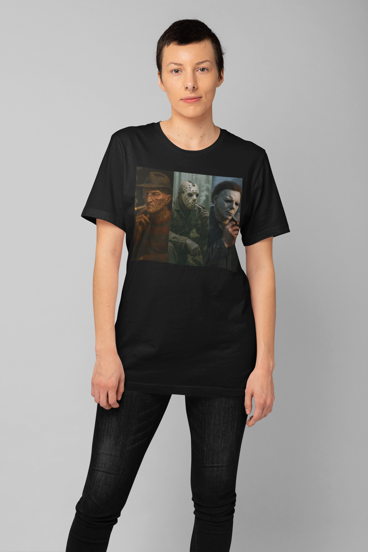 Horror Icons Smoking T-Shirt – Freddy Jason Michael 420 Tee
